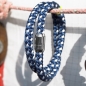 Preview: Pamir - Handgetakeltes Armband aus Segeltau / Schiffstauwerk, 8 mm, navi-blau / orange, Double